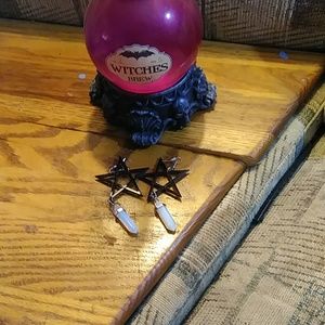 Earrings, women's costume jewelery. Spencers. Pentagrams and stones. Fish hook c